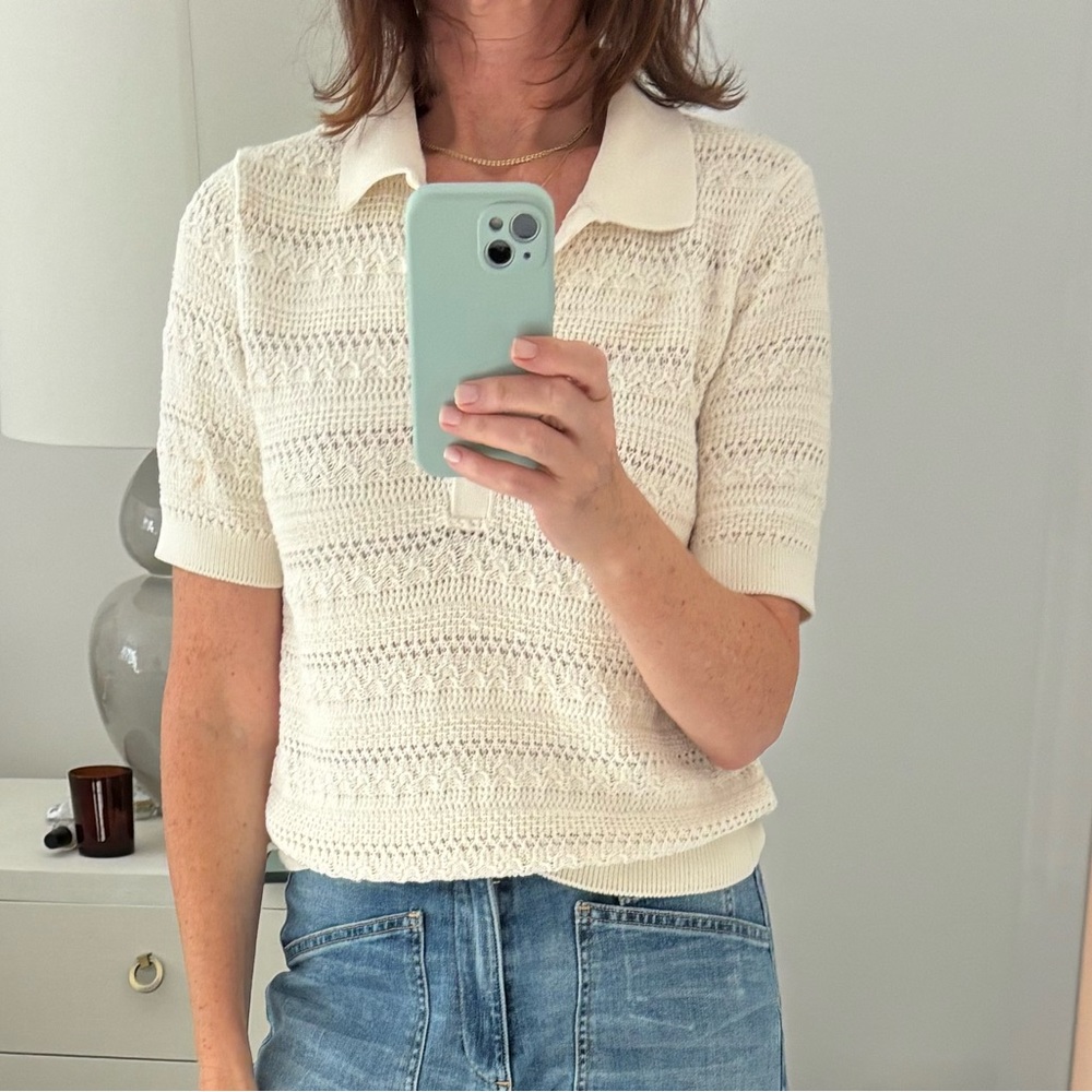 Closed Cream Cotton Polo Sweater runs large
